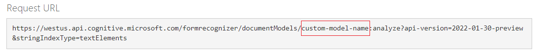 自定义模型请求 URL 的屏幕截图。