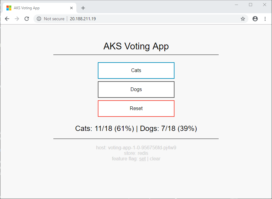 Version 1.0 of the AKS Voting app - feature flag IS NOT set.