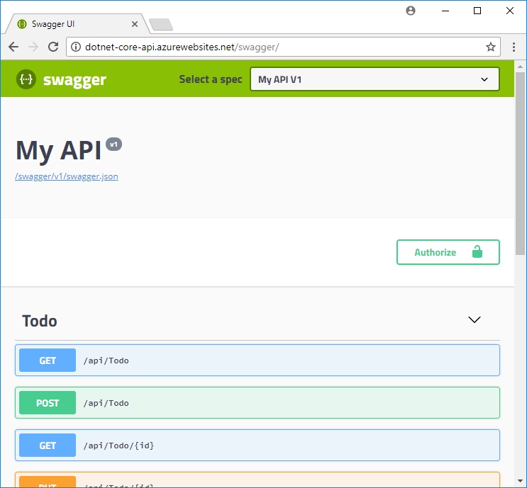 在 Azure 应用服务中运行的 ASP.NET Core API
