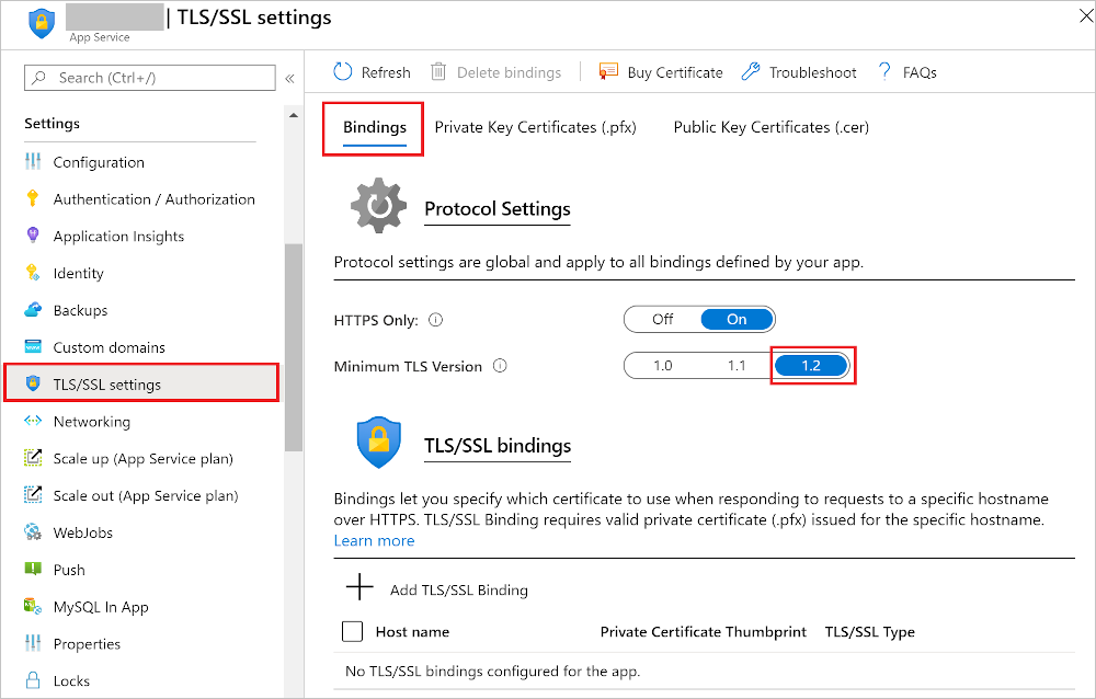 强制实施 TLS 1.1 或 1.2