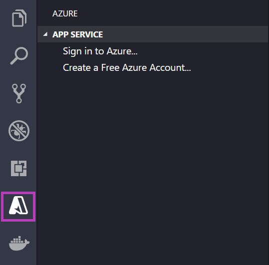在 Visual Studio Code 中登录到 Azure 的屏幕截图。