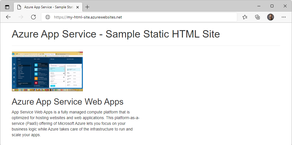 Home page of sample app