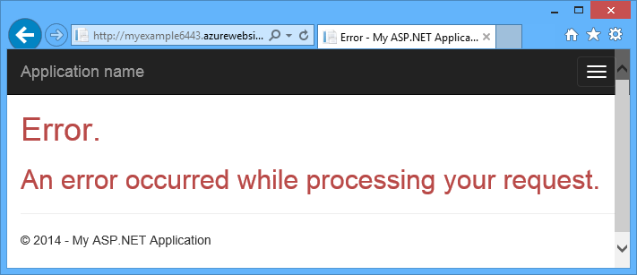 Screenshot showing an example of a generic error occurring in a web browser.