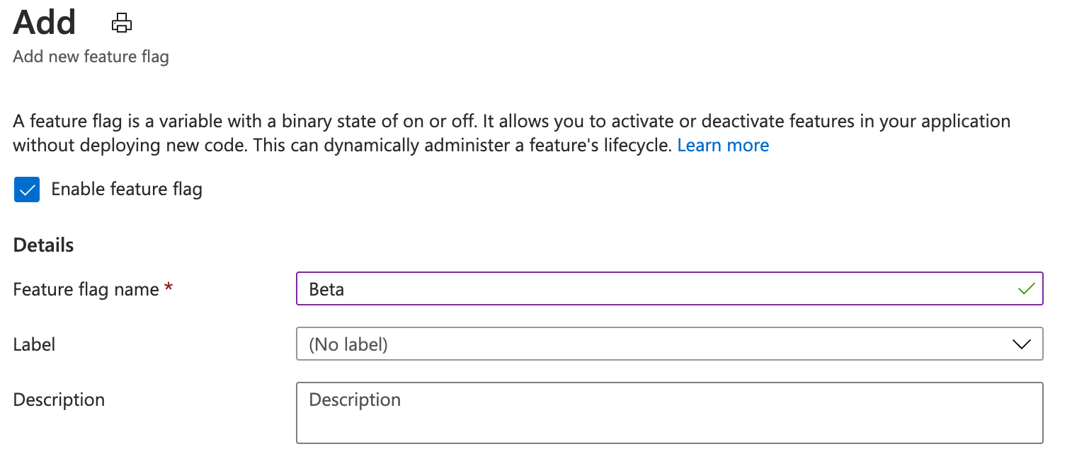 Enable feature flag named Beta