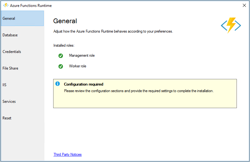 Azure Functions Runtime preview configuration tool