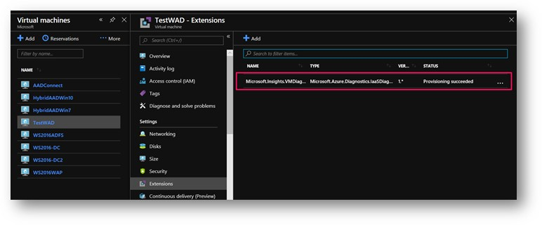 Check if WAD extension is installed