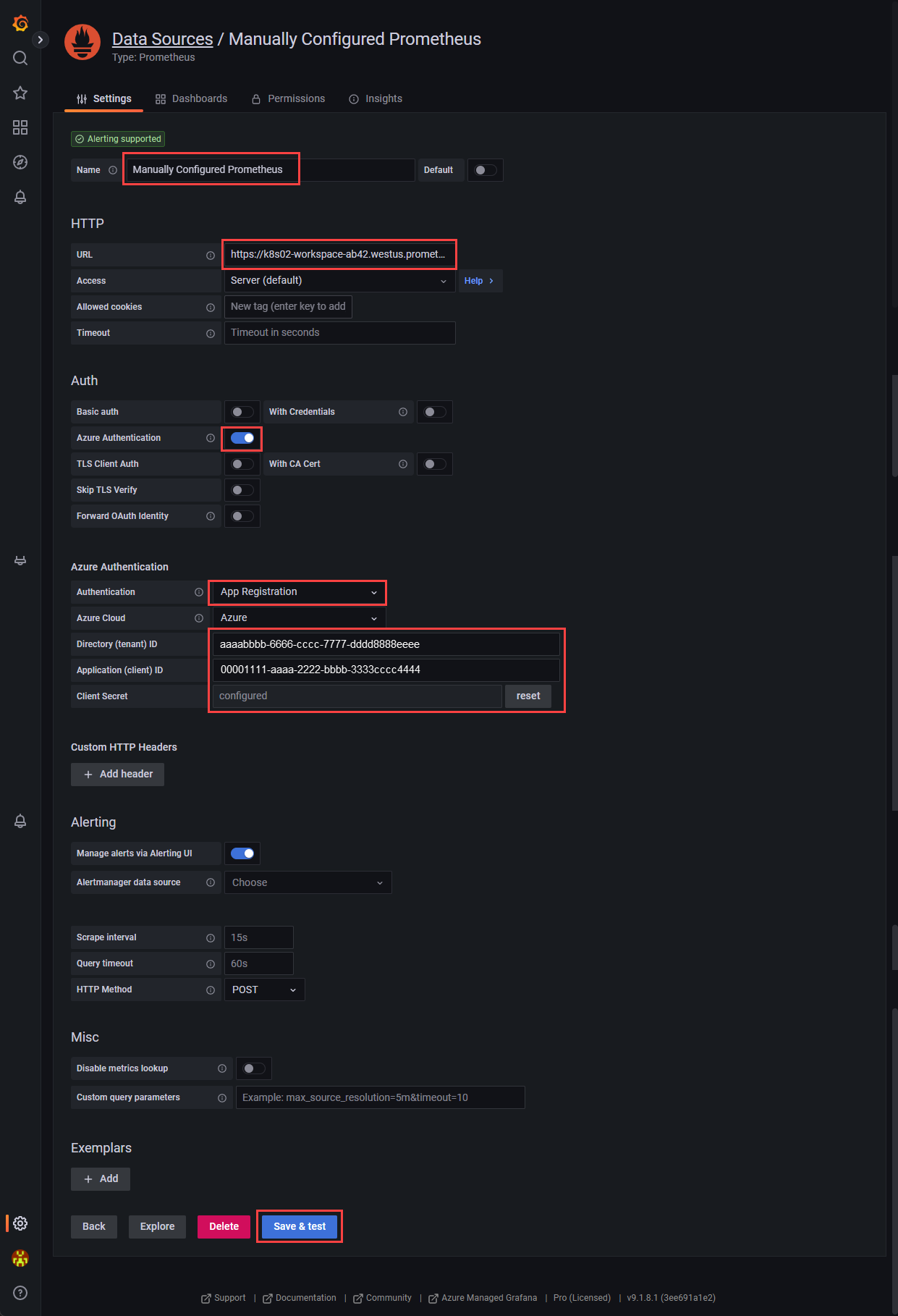 显示用于添加数据源的 Grafana 设置页的屏幕截图。