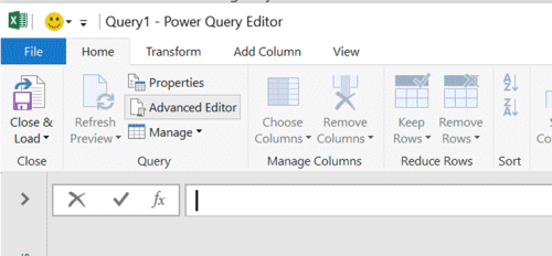 Excel Advanced query editor