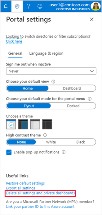 Screenshot showing delete of settings