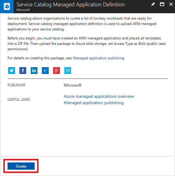 Create managed application definition