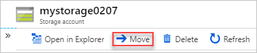 Azure 门户的屏幕截图，其中显示了存储帐户的“移动”选项。