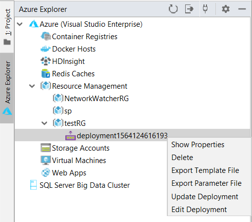Screenshot of Resource Manager template browse deployment.