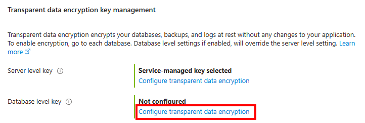 创建 Azure SQL 数据库时的 Azure 门户和“安全性”菜单的屏幕截图。