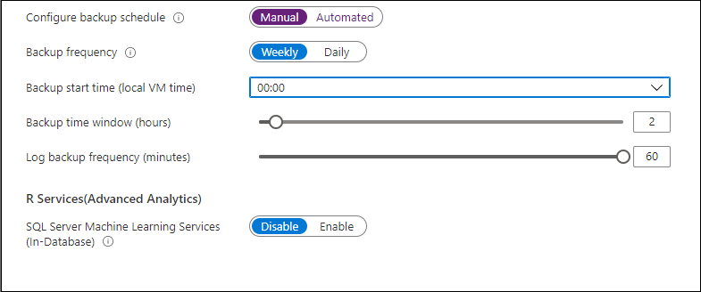 Select manual to configure your own backup schedule