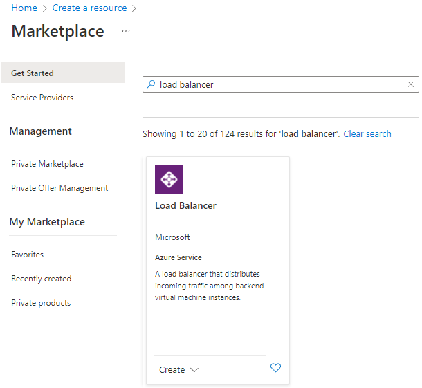 Screenshot that shows selecting a Microsoft-published load balancer.