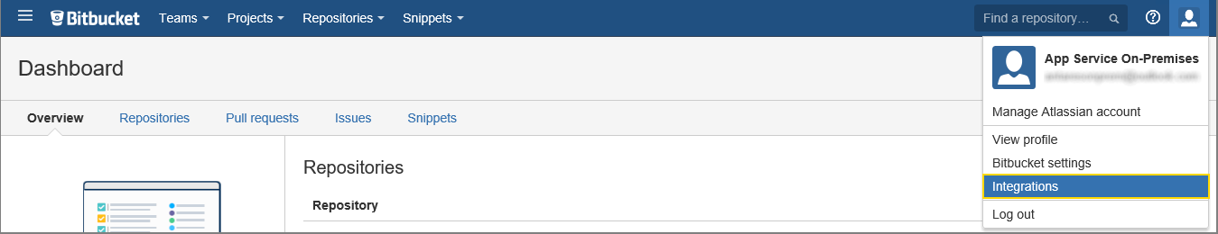 BitBucket Dashboard - Integrations