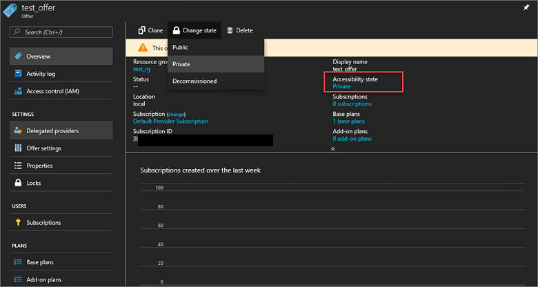 Select Accessibility state for your Azure Stack Hub offer