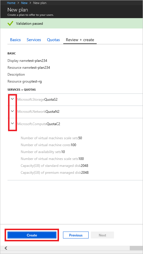 显示如何在 Azure Stack Hub 中创建计划的屏幕截图。