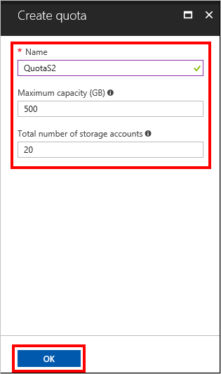 显示如何在 Azure Stack Hub 中为新计划创建新配额的屏幕截图。