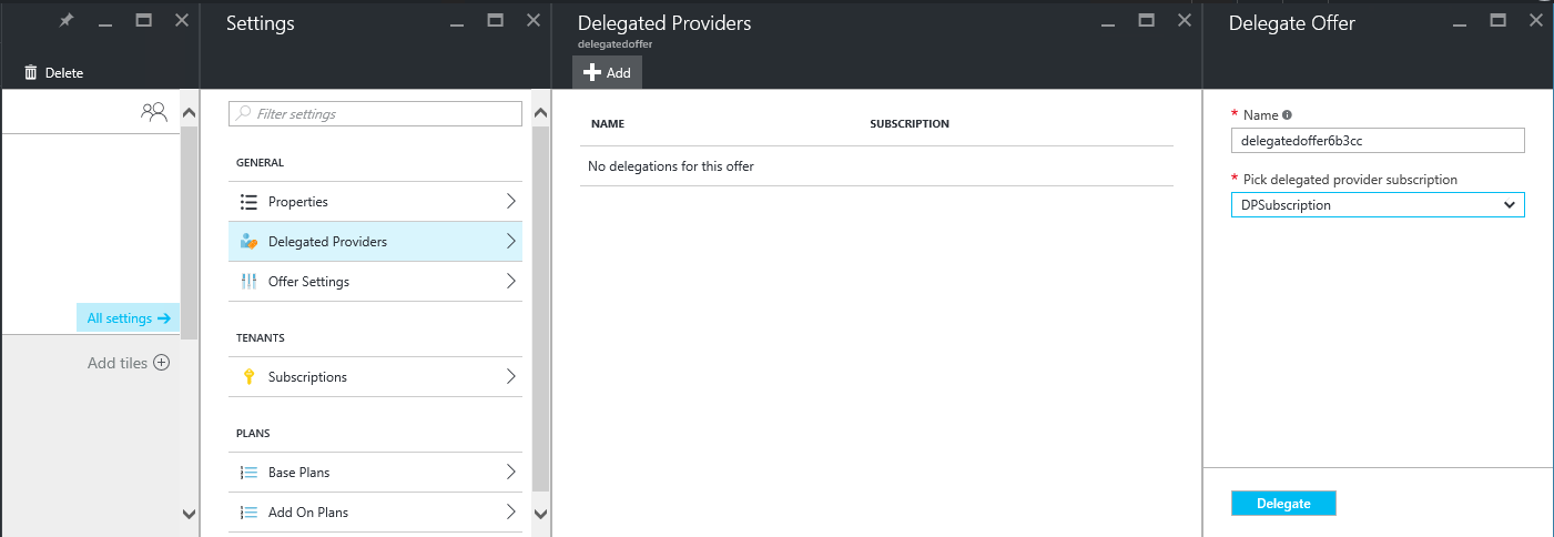 在 Azure Stack Hub 管理员门户中添加委托的提供程序