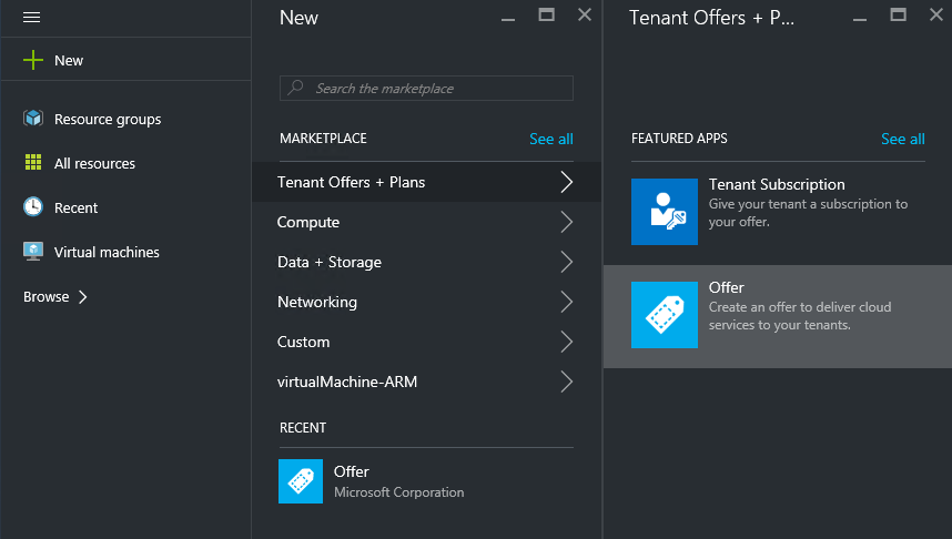 在 Azure Stack Hub 用户门户中创建新产品/服务