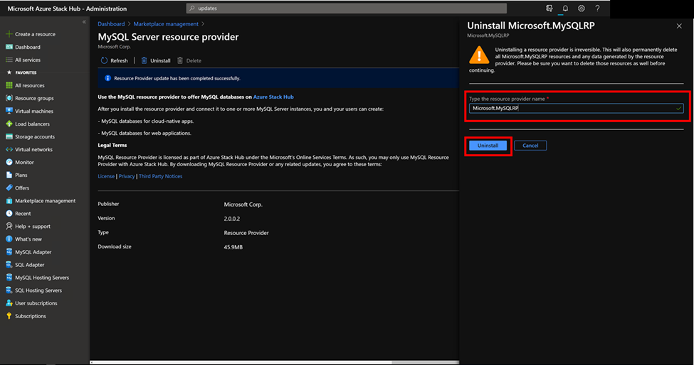 卸载确认的屏幕截图。