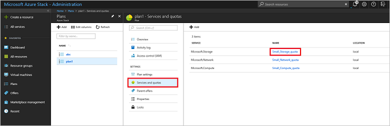 Azure Stack Hub 管理员门户中的配额