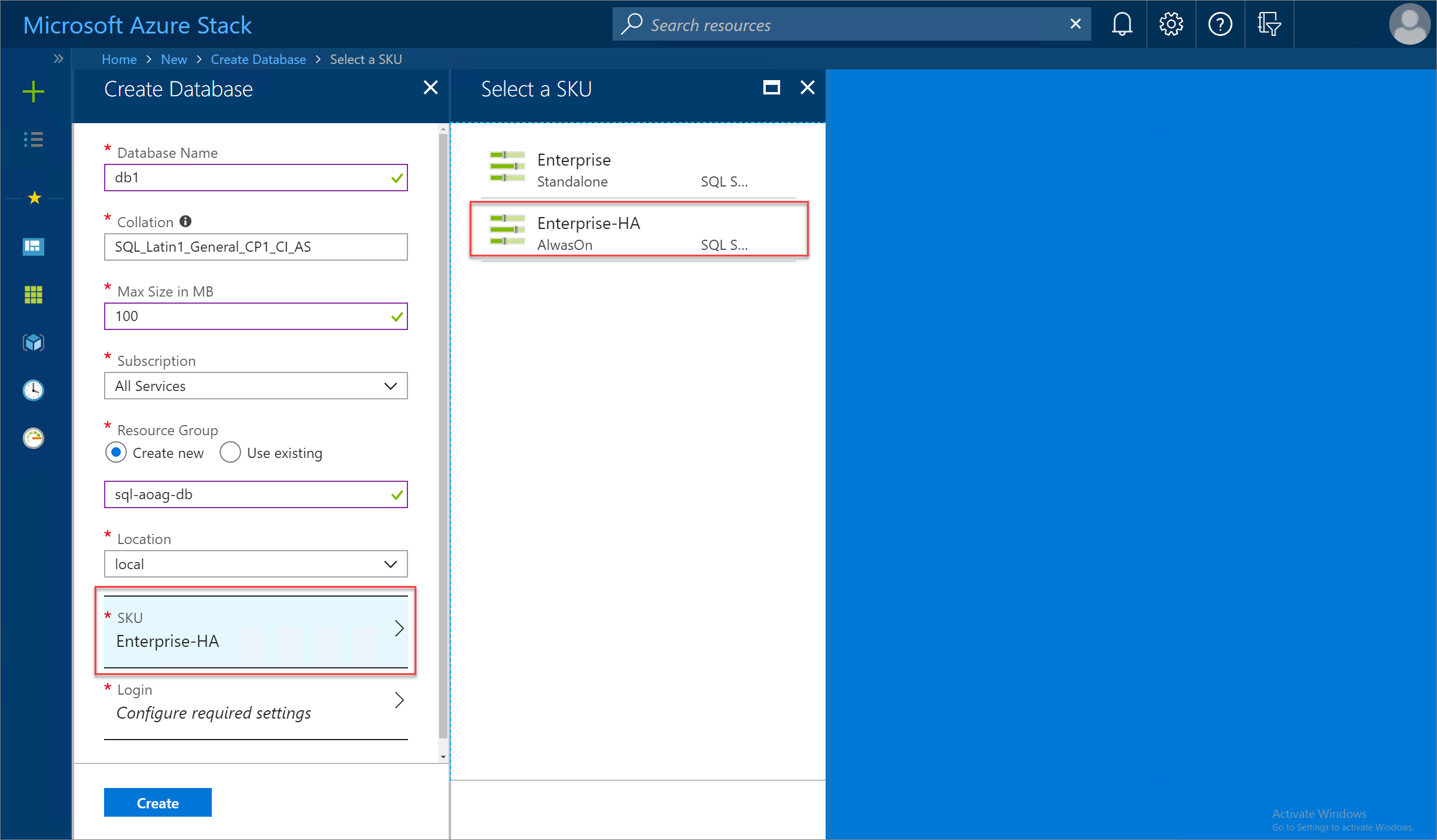 在 Azure Stack Hub 用户门户中选择 SKU