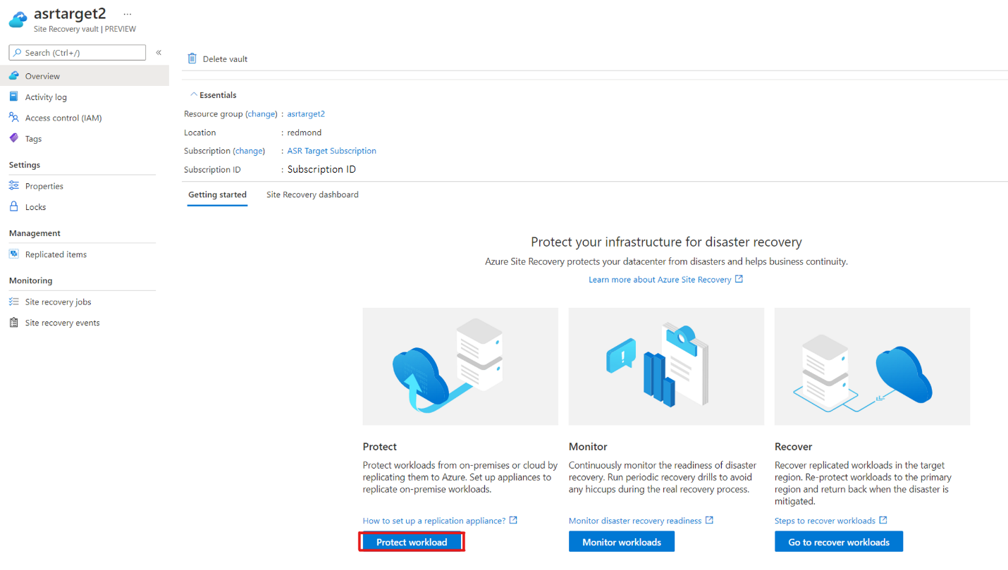 显示保管库选项的屏幕截图。