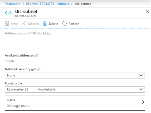 route table and network security group