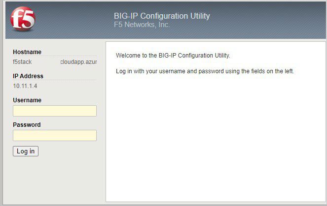 BIG-IP 配置实用工具的登录屏幕要求提供用户名和密码。