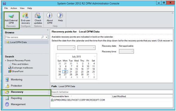 Screenshot shows how to add external DPM.