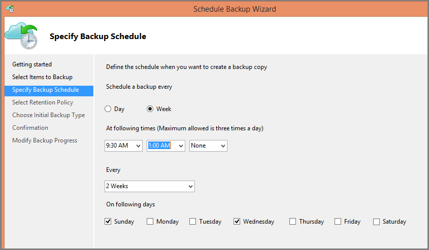 屏幕截图显示了每周计划选项。