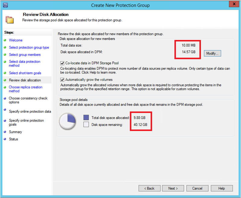 Screenshot shows how to set up disk allocation.