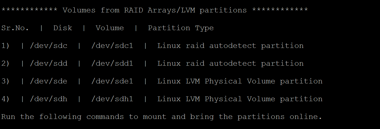 Linux LVM 输出菜单