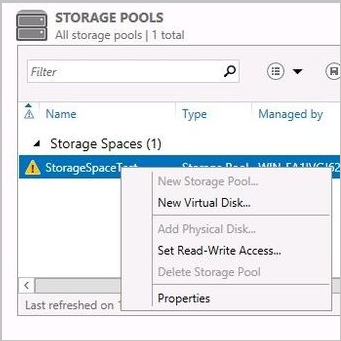 Screenshot showing right-click options for a storage spool.