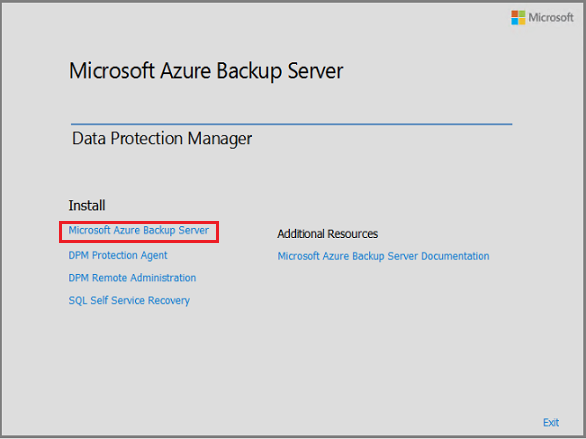 Select Azure Backup Server