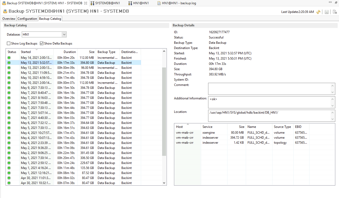 显示 SAP HANA 本机客户端中的报告的屏幕截图。