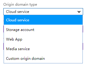 Supported Azure Services for origin type