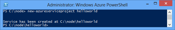 The result of the New-AzureService helloworld command