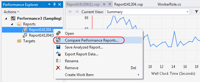 Compare performance reports option