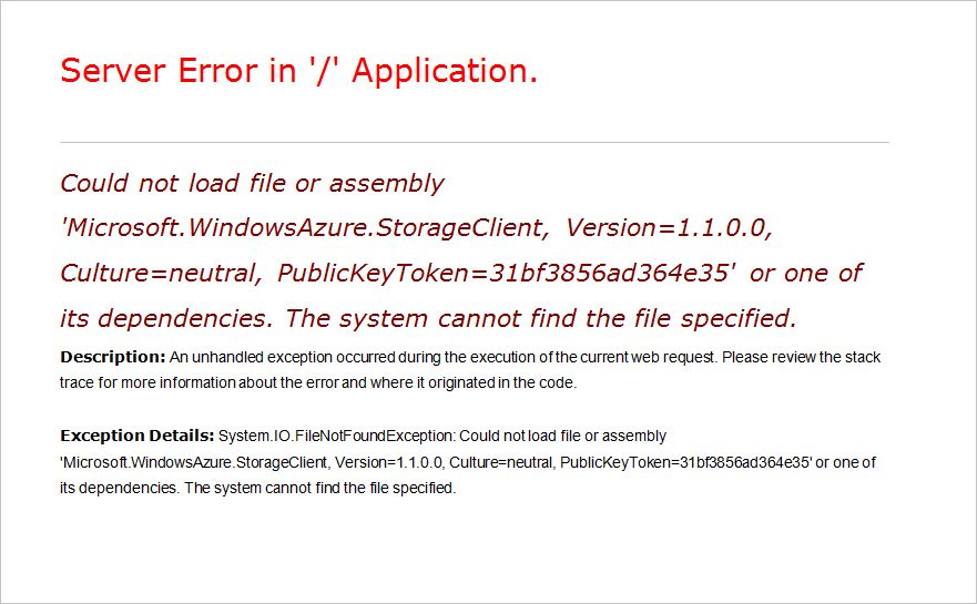 Explicit Server Error in '/' Application