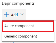 Screenshot of selecting Azure Component from the drop down menu.