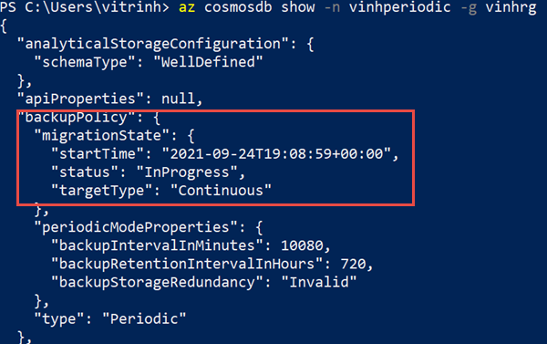 Check the migration status using PowerShell command