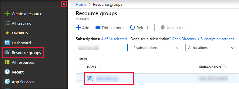 Select resource group to delete.
