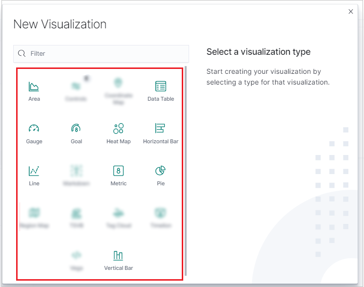 Screenshot of selecting a visualization type.