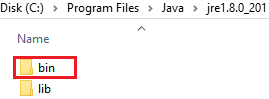 屏幕截图：显示 JRE 文件夹。