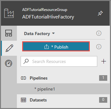Screenshot shows the option to publish to a Data Factory.
