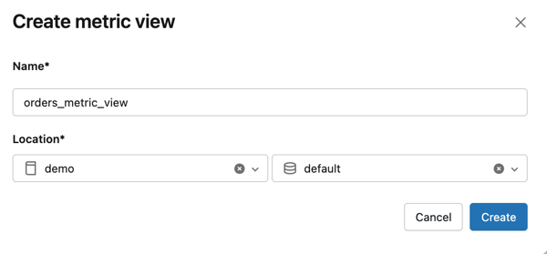 “创建指标视图”对话框。