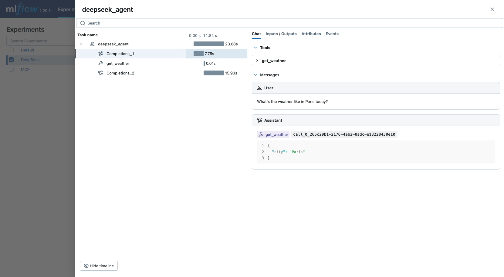 使用自动记录的 Deepseek 跟踪